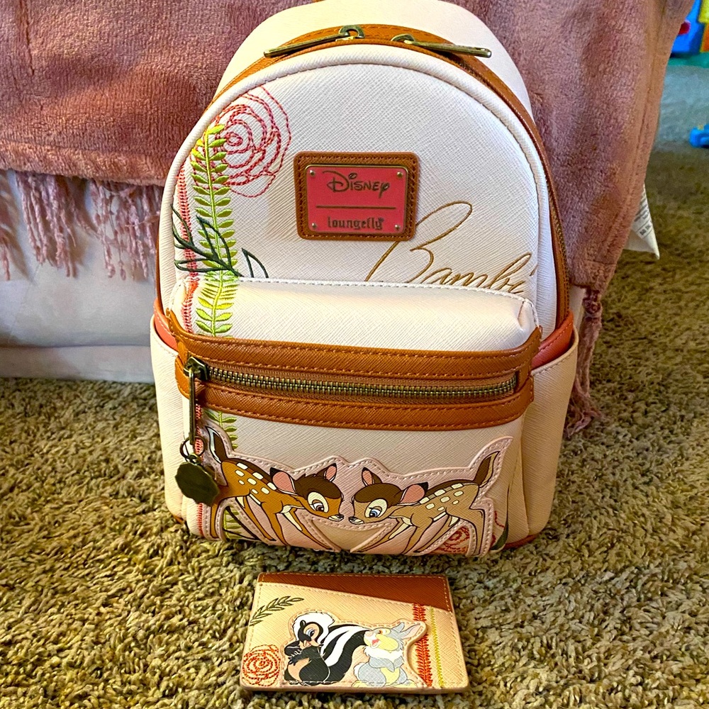 RARE and HTF Bambi Faline loungefly bag and matching cardholder